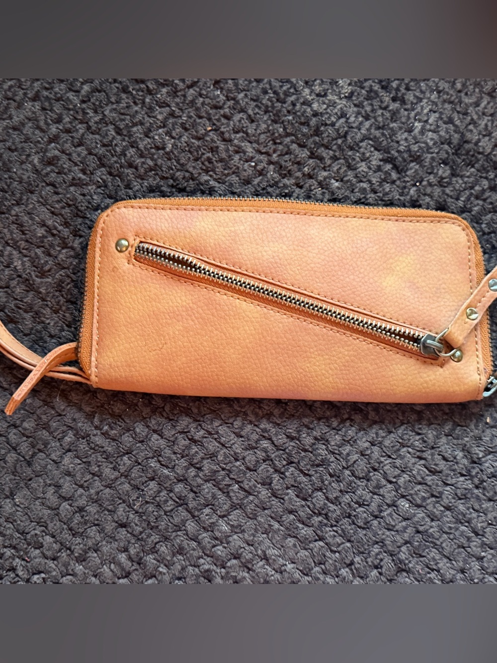 Women's  Tan Zip-Around Leather Wallet Wristlet